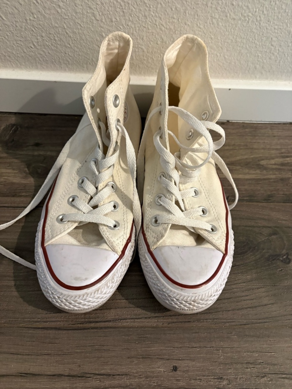 Converse White Low Top Sneakers with Brown Soles